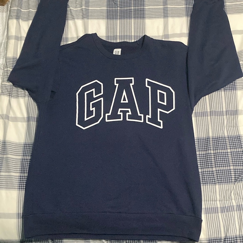 Gap Mens Navy Blue Logo Print Crewneck Sweater